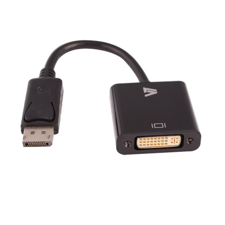 V7 Adaptador negro de vídeo con conector DisplayPort macho a DVI-I hembra