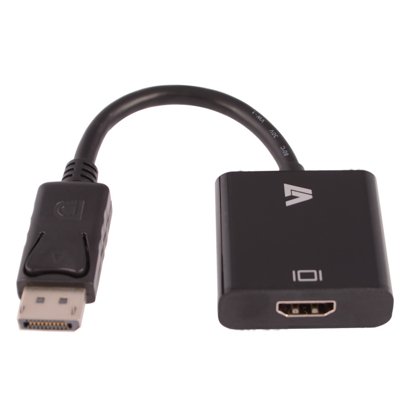 V7 Adaptador negro de vídeo con conector DisplayPort macho a HDMI hembra