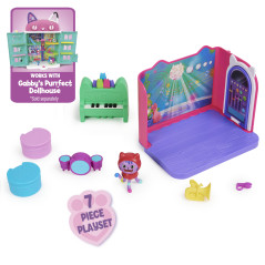 Gabby's Dollhouse , Groovy Music Room con personaggio Daniel James Catnip, 2 accessori, 2 mobili e 2 scatole con sorpresa,