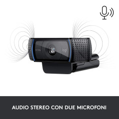 Logitech C920 HD Pro Webcam, Videochiamata Full HD 1080p 30fps, Audio Stereo ‎Chiaro, ‎Correzione Luce HD, Funziona con Skype,