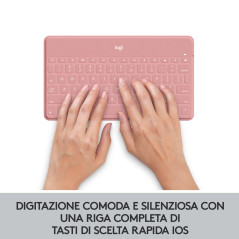 Logitech Keys-To-Go Tastiera Bluetooth, Sottile e Leggera, per iPhone, iPad, Apple TV e tutti i dispositivi iOS. Rosa