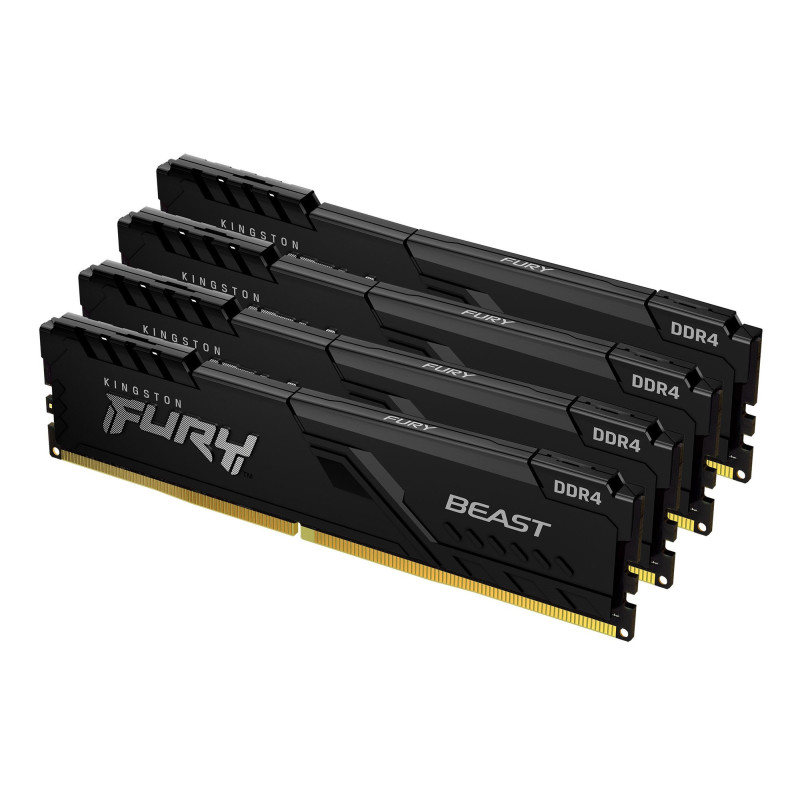 Kingston Technology FURY 64GB 3200MT/s DDR4 CL16 DIMM (Kit da 4) 1Gx8 Beast Black