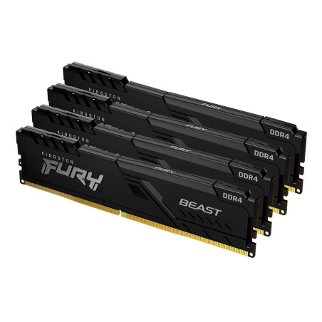 Kingston Technology FURY 64GB 3200MT s DDR4 CL16 DIMM (Kit da 4) 1Gx8 Beast Black