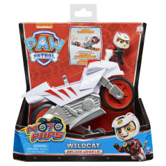 PAW Patrol , veicolo Moto Pups di Wildcat, motocicletta con motore a retrocarica e personaggio, per bambini dai 3 anni in su