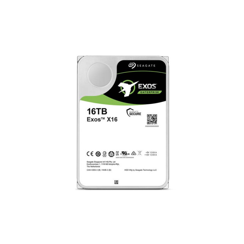 Seagate Exos X16 disco rigido interno 16 TB 7200 Giri/min 256 MB 3.5" Serial ATA III