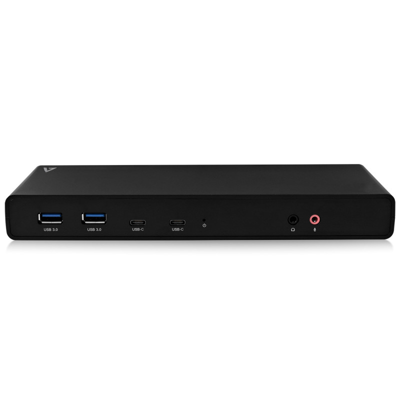 V7 Docking Station USB-C con erogazione di alimentazione massima di 65 W, doppio monitor 4K, HDMI, Displayport, Displaylink