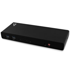 V7 Docking Station USB-C con erogazione di alimentazione massima di 65 W, doppio monitor 4K, HDMI, Displayport, Displaylink