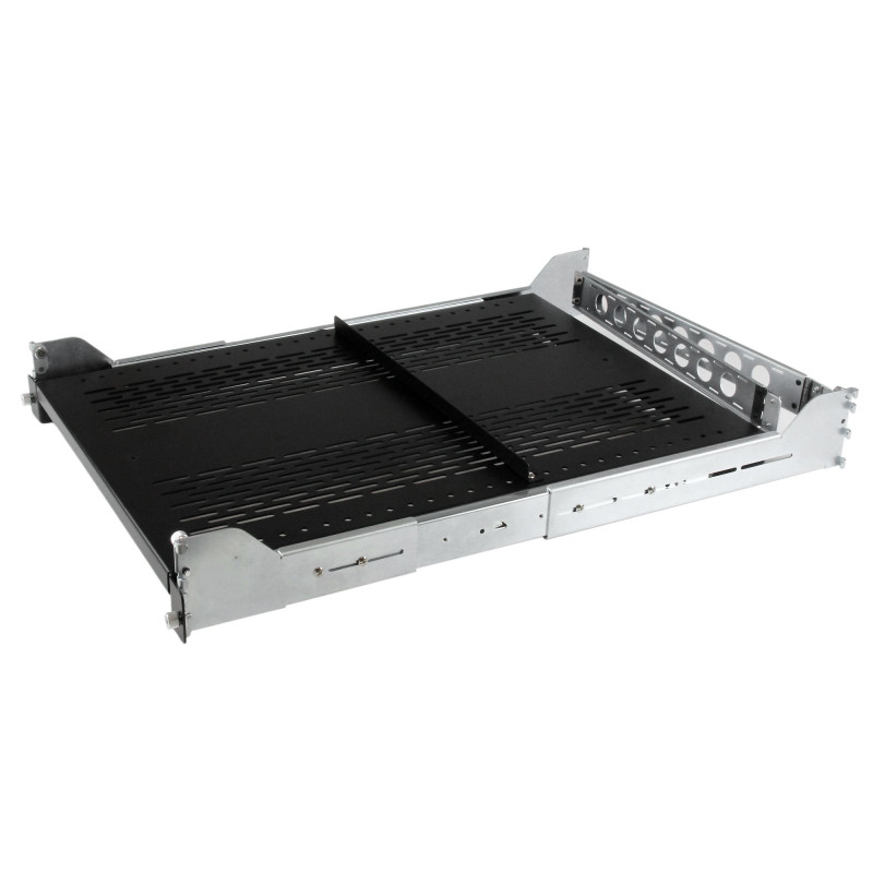 StarTech.com Ripiano Scorrevole Ventilato 2U con Sistema Gestione Cavi a Profondita Regolabile per Rack o Armadi -22.7 Kg