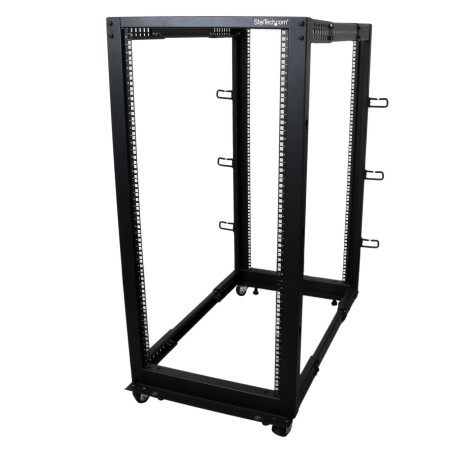 StarTech.com Server Rack a 4 Montanti 25U Open Frame, Armadio Rack di Rete 19" con Ruote, piedini di livellamento montaggio a