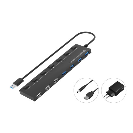 Conceptronic HUBBIES09BP hub di interfaccia USB 3.2 Gen 1 (3.1 Gen 1) Type-A 5000 Mbit s Nero