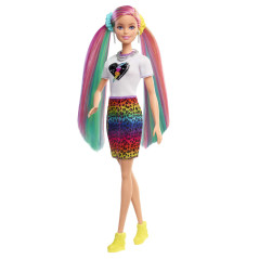 Barbie Totally Hair ​ - Capelli Multicolor con capelli con funzione cambia colore, include 16 accessori alla moda 3+ Anni