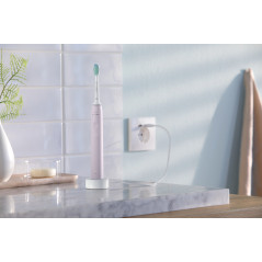 Philips 3100 series Sonicare Spazzolini Elettrici Sonici, confezione da 1 Spazzolino Rosa e 1 Spazzolino Nero HX3675 15