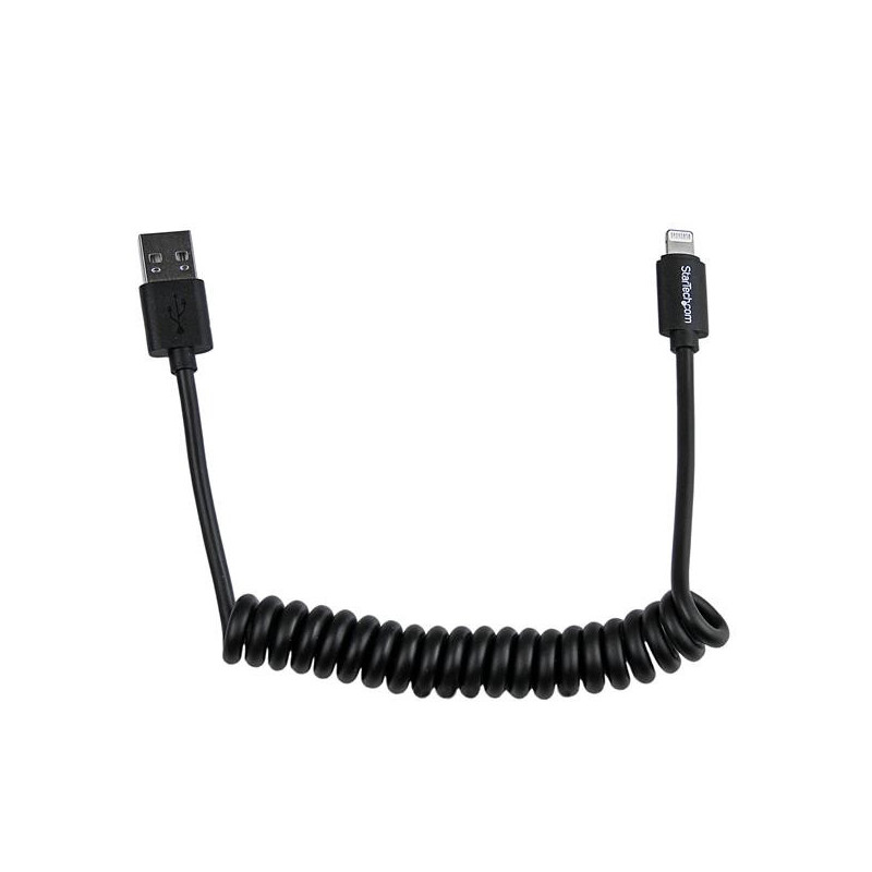 StarTech.com Cavo connettore Lightning a 8 pin Apple nero a USB a spirale da 60 cm per iPhone / iPod / iPad