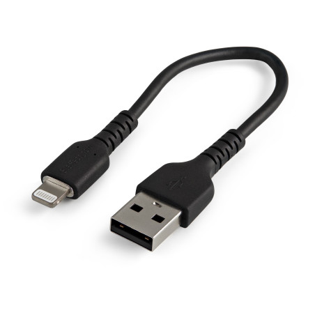 StarTech.com Cavo da USB-A a Lightning da 15cm nero - Robusto e resistente cavo di alimentazione sincronizzazione in fibra