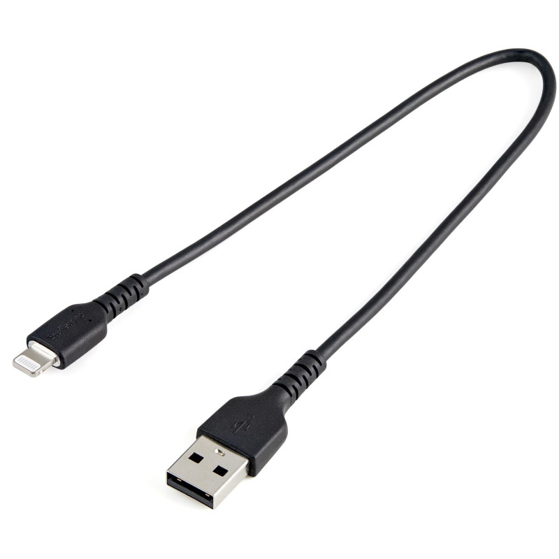 StarTech.com Cavo da USB-A a Lightning da 30cm nero - Robusto e resistente cavo di alimentazione/sincronizzazione in fibra