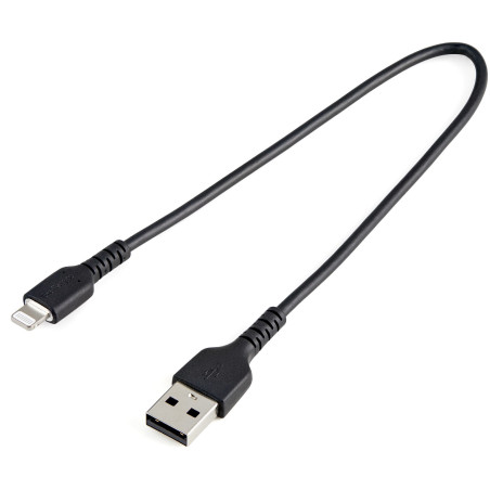 StarTech.com Cavo da USB-A a Lightning da 30cm nero - Robusto e resistente cavo di alimentazione sincronizzazione in fibra