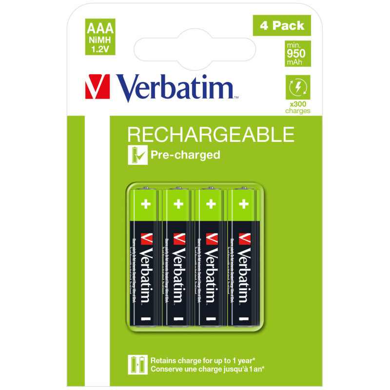 Verbatim 49514 batteria per uso domestico Batteria ricaricabile Mini Stilo AAA Nichel-Metallo Idruro (NiMH)