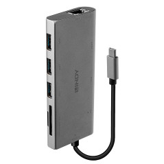 Lindy 43278 replicatore di porte e docking station per laptop USB 3.2 Gen 1 (3.1 Gen 1) Type-C Grigio