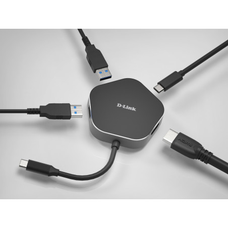 D-Link DUB-M420 replicatore di porte e docking station per laptop Cablato Thunderbolt 3 Nero, Argento