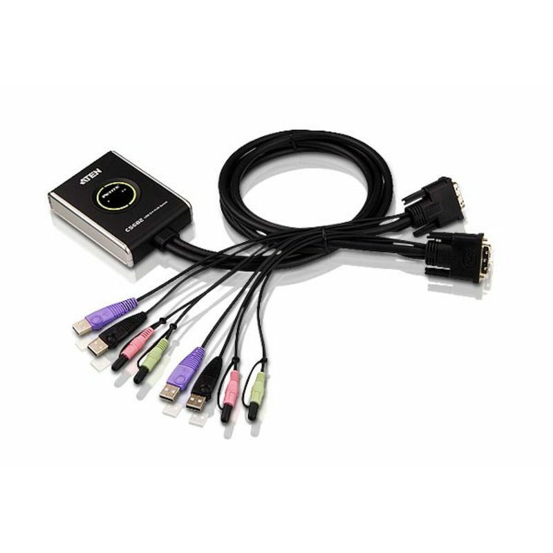 ATEN Switch KVM cavo USB DVI/audio a 2 porte con selettore porta remota