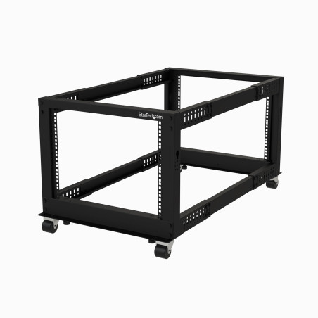 StarTech.com Server Rack a 4 Montanti 8U Open Frame, Armadio Rack di Rete 19" con Ruote, piedini di livellamento o montaggio a