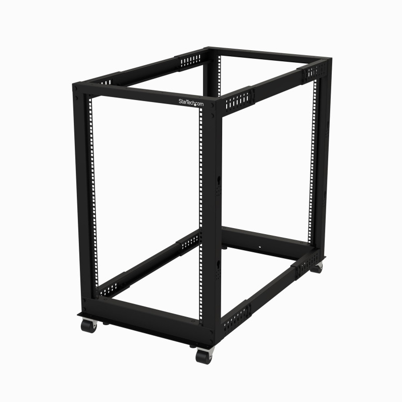 StarTech.com Server Rack a 4 Montanti 18U Open Frame, Armadio Rack di Rete 19" con Ruote, piedini di livellamento/montaggio a