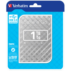 Verbatim Disco rigido portatile Store 'n' Go USB 3.0 da 1 TB Argento