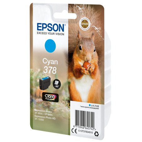 Epson Squirrel Singlepack Cyan 378 Claria Photo HD Ink