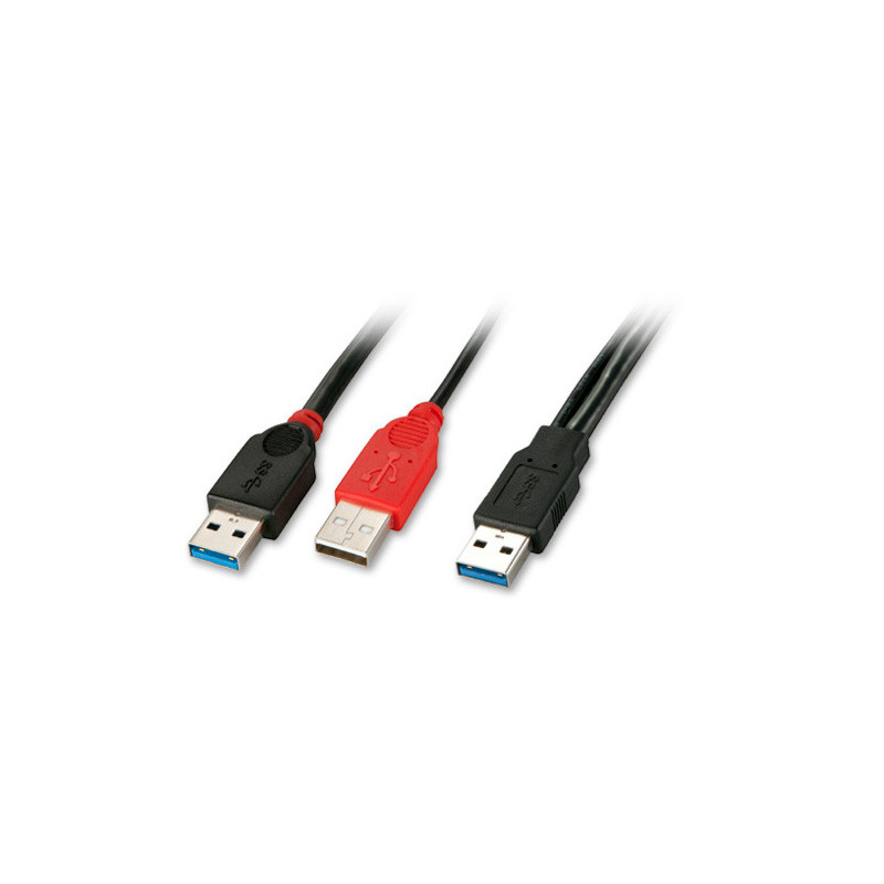 Lindy USB 3.0, 1m cavo USB USB 3.2 Gen 1 (3.1 Gen 1) USB A 2 x USB Nero, Rosso