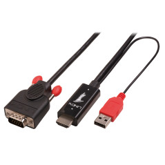 Lindy 41455 cavo e adattatore video 1 m HDMI + USB VGA (D-Sub) Nero