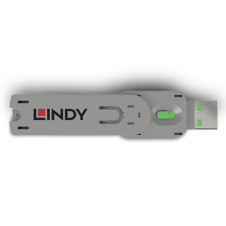 Lindy 40621 clip sicura Chiave bloccaporta USB tipo A Verde Acrilonitrile butadiene stirene (ABS) 1 pz