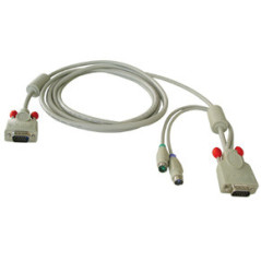 Lindy Combined KVM cable, 2m cavo per tastiera, video e mouse Grigio