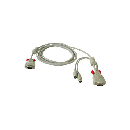 Lindy Combined KVM cable, 2m cavo per tastiera, video e mouse Grigio