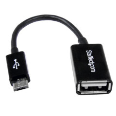 StarTech.com Cavo Adattatore micro USB a USB femmina OTG da viaggio 12cm M F - Nero