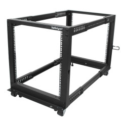 StarTech.com Server Rack a 4 Montanti 12U Open Frame, Armadio Rack di Rete 19" con Ruote, piedini di livellamento montaggio a