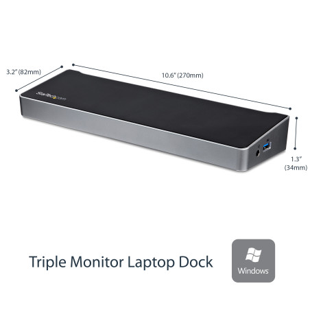 StarTech.com Docking station USB 3.0 a tre monitor - 1x HDMI - 2x DisplayPort - Dock portatile con Hub USB integrata a 5 porte