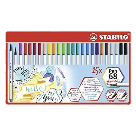 STABILO Pen 68 brush marcatore Multicolore 25 pz