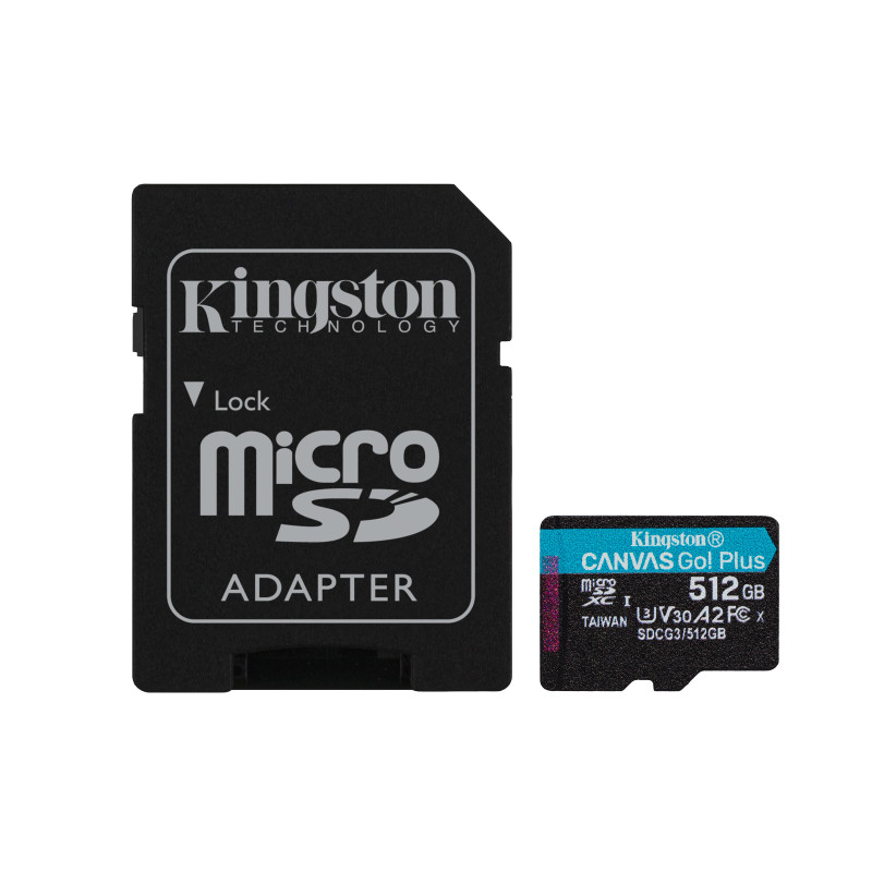 Kingston Technology Scheda microSDXC Canvas Go Plus 170R A2 U3 V30 da 512GB + adattatore