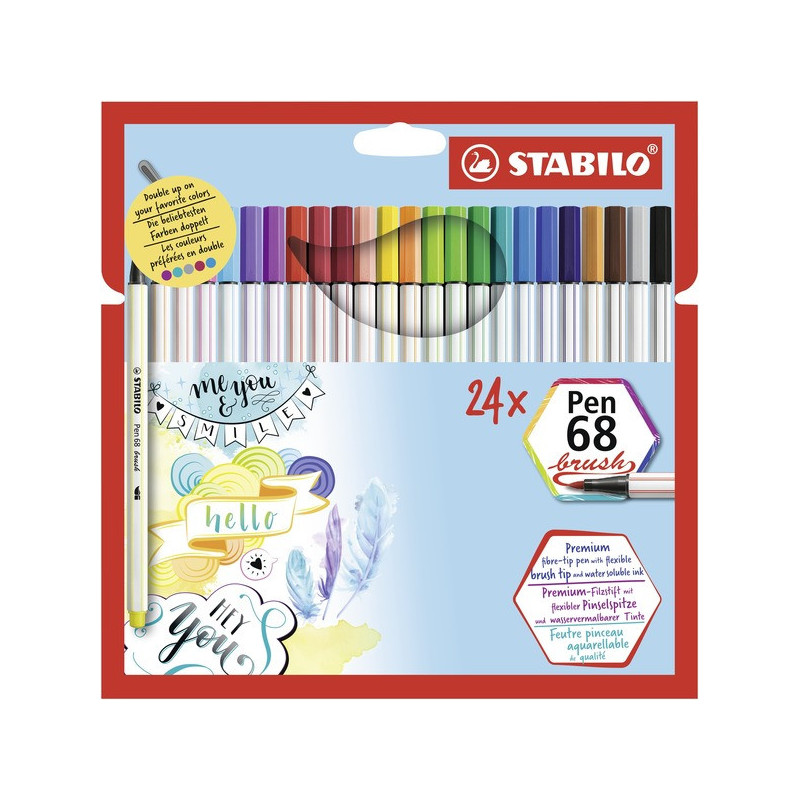 STABILO Pen 68 brush marcatore Multicolore 24 pz