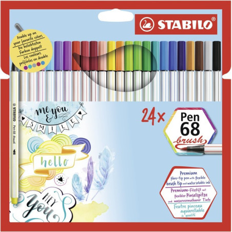 STABILO Pen 68 brush marcatore Multicolore 24 pz