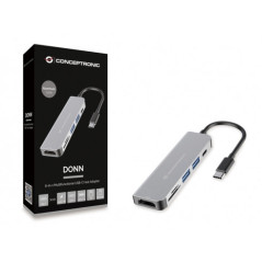 Conceptronic DONN02G replicatore di porte e docking station per laptop USB 3.2 Gen 1 (3.1 Gen 1) Type-C Alluminio