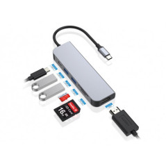 Conceptronic DONN02G replicatore di porte e docking station per laptop USB 3.2 Gen 1 (3.1 Gen 1) Type-C Alluminio