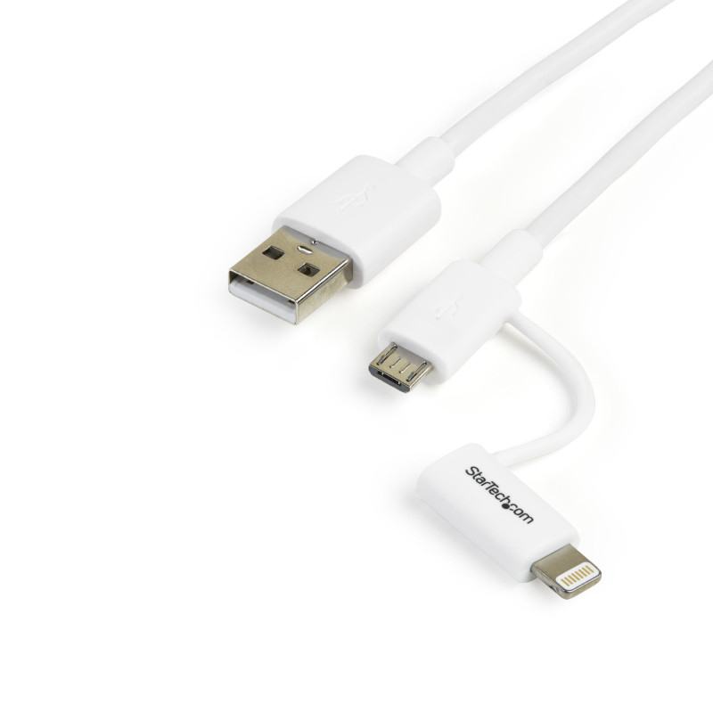 StarTech.com Cavo di ricarica 2 in 1 da 1 m - Da USB a Lightning o Micro-USB per iPhone / iPad / iPod / Android - Certificato