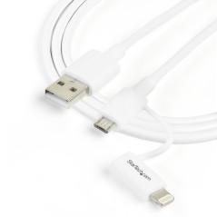 StarTech.com Cavo di ricarica 2 in 1 da 1 m - Da USB a Lightning o Micro-USB per iPhone / iPad / iPod / Android - Certificato