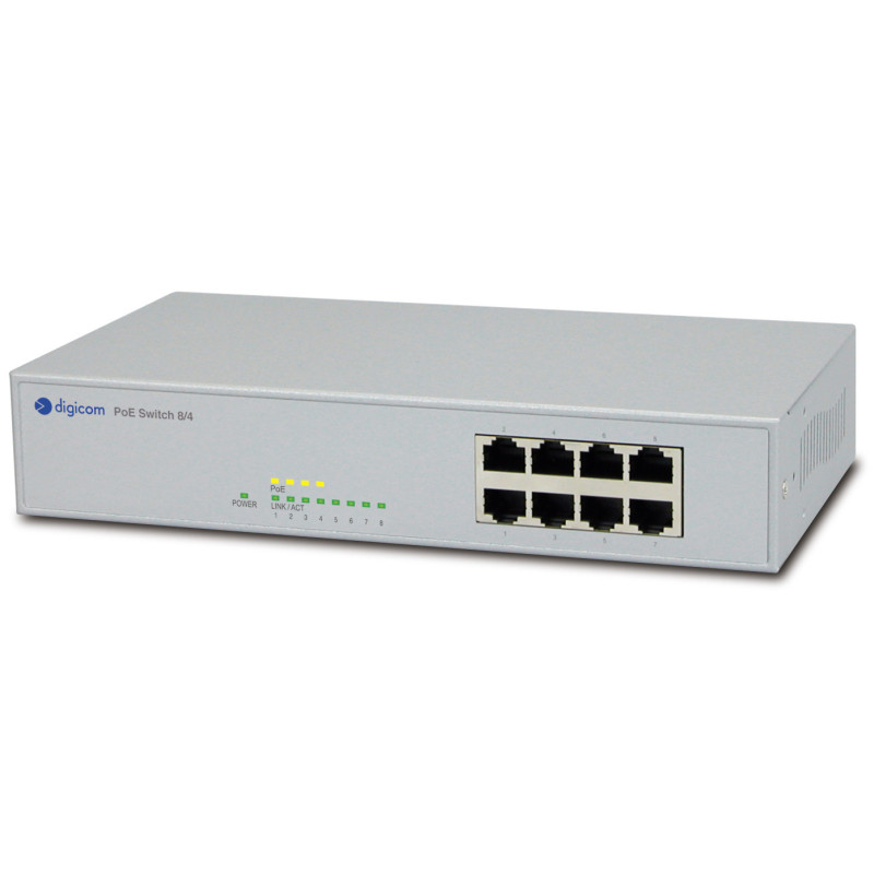 Digicom 8E4463 switch di rete Fast Ethernet (10/100) Supporto Power over Ethernet (PoE) Grigio