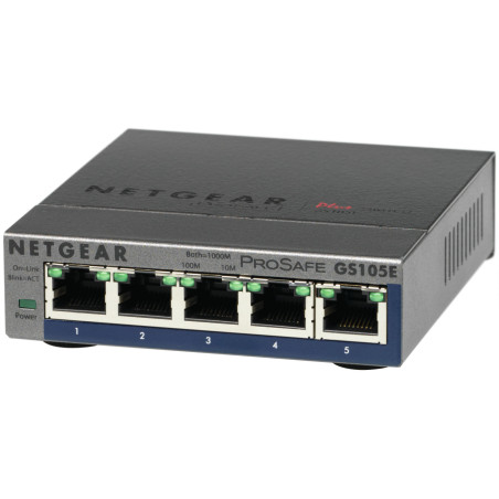 NETGEAR GS105E-200PES switch di rete Gestito L2/L3 Gigabit Ethernet (10/100/1000) Grigio