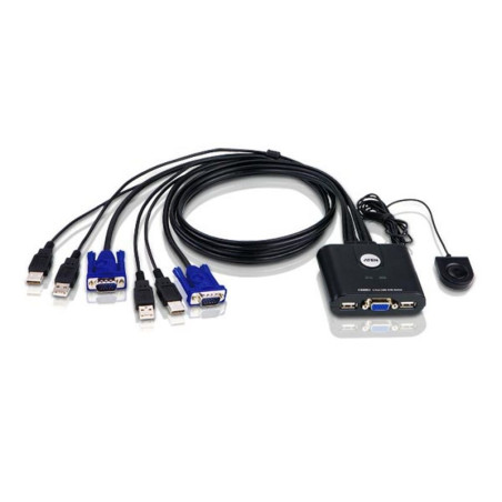 ATEN Switch KVM USB VGA cablato 2-porte con selettore porta remota