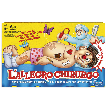 Hasbro Gaming L'Allegro Chirurgo, gioco da tavolo elettronico del dottore, giochi per bambini e bambine, dai 6 anni in su