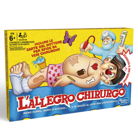 Hasbro Gaming L'Allegro Chirurgo, gioco da tavolo elettronico del dottore, giochi per bambini e bambine, dai 6 anni in su