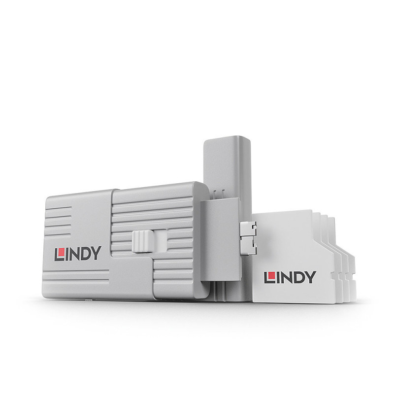 Lindy 40478 clip sicura Bloccaporte + chiave SD card Bianco Acrilonitrile butadiene stirene (ABS)